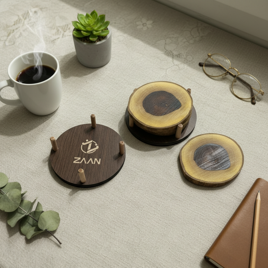 Wood Trunk Coasters (Set of 4)